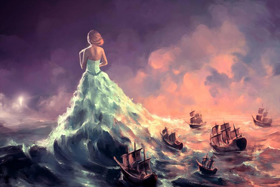 surreal digital painting sea